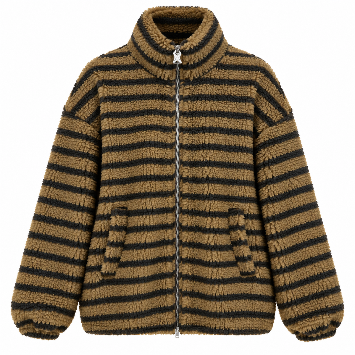 Striped Teddy Zipper Jacket