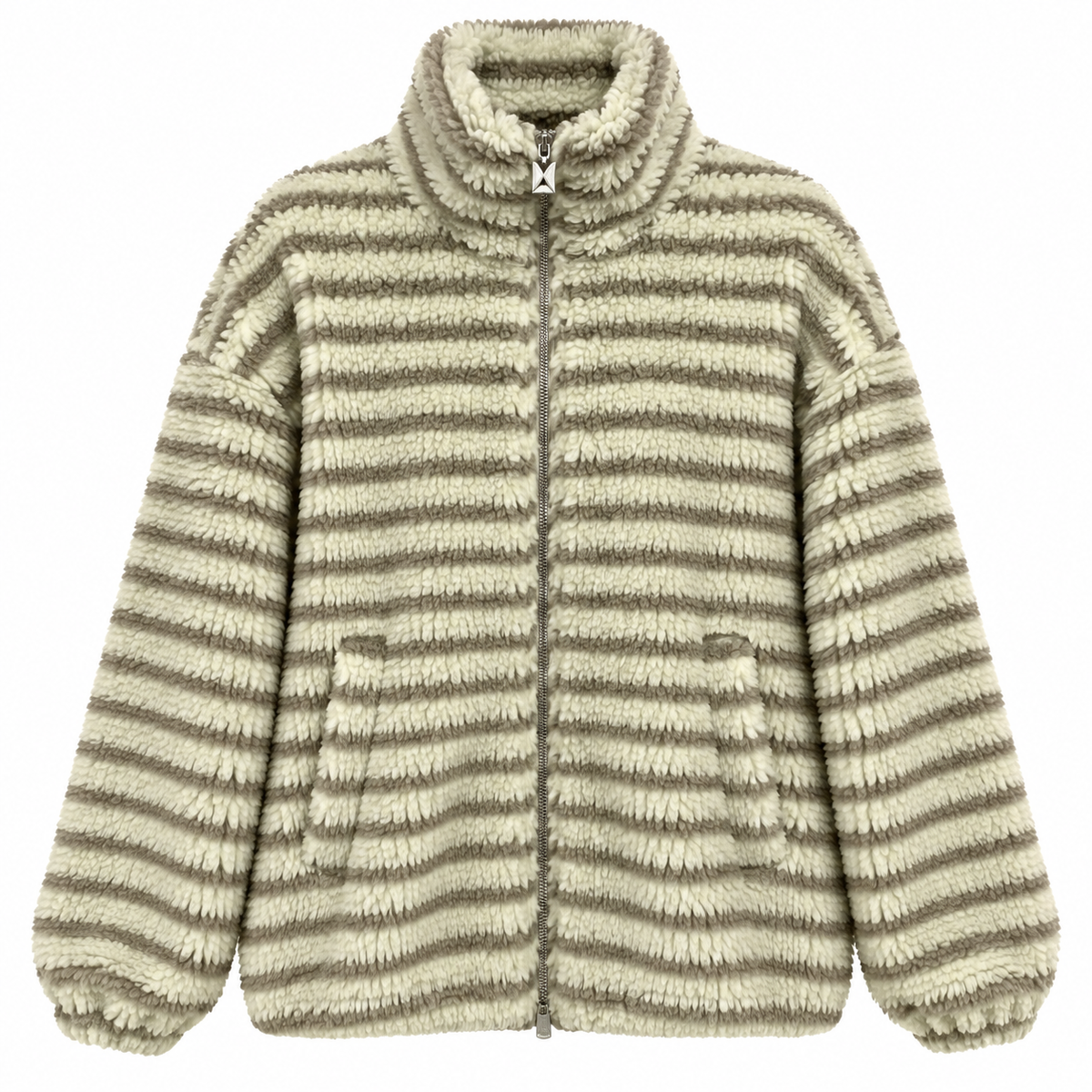 Striped Teddy Zipper Jacket