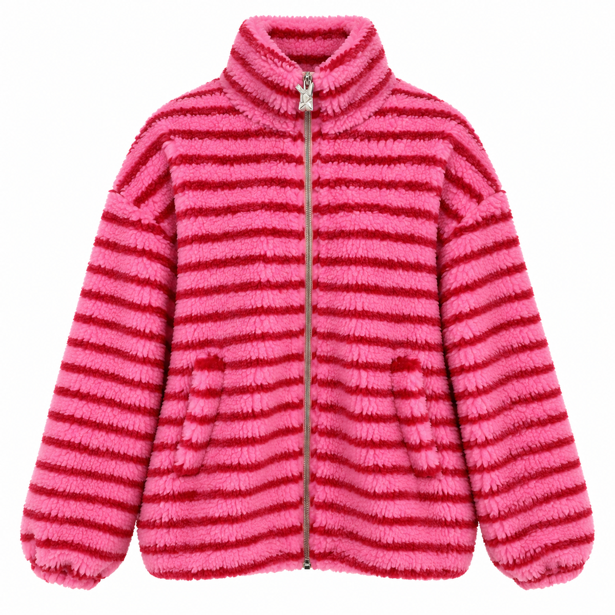 Striped Teddy Zipper Jacket