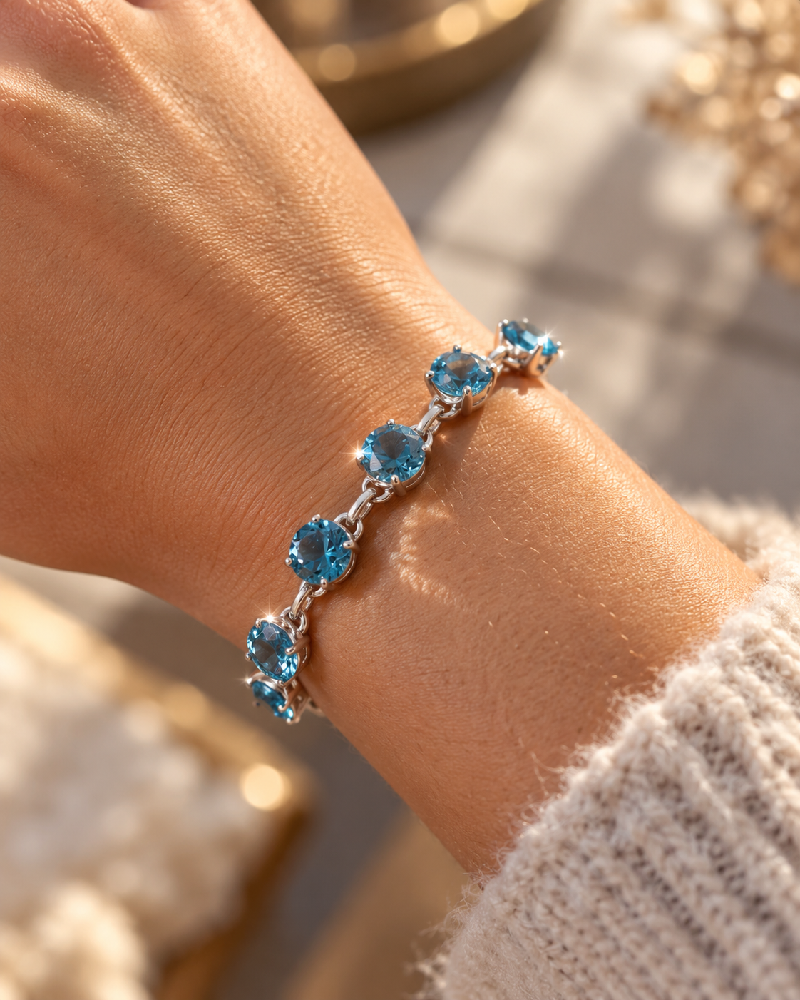Swiss Blue Topas Armband – 925 Sterling Silber