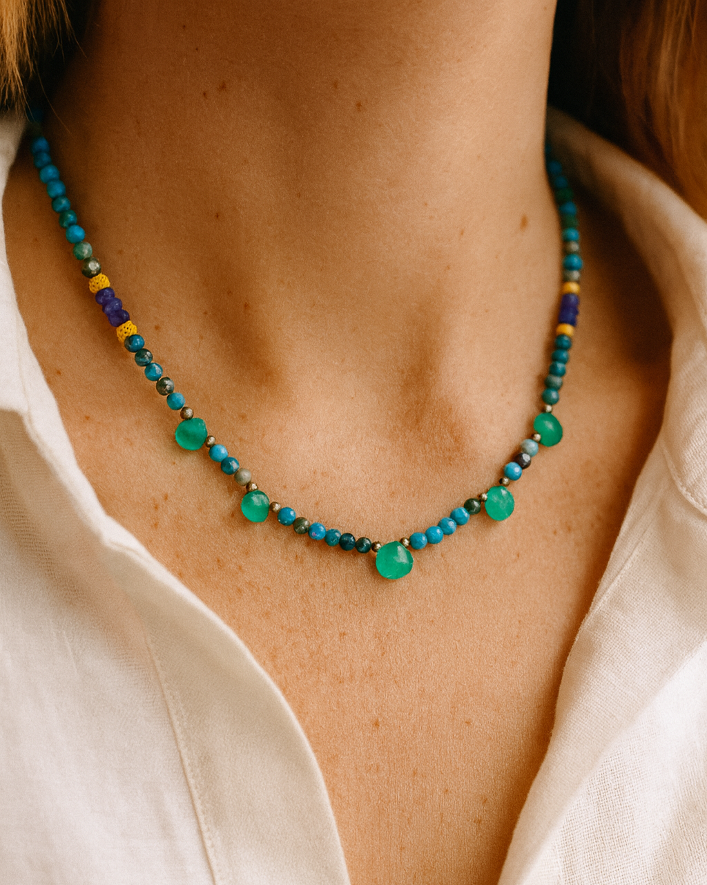 Takoda Kette – Türkis, Onyx & Amethyst