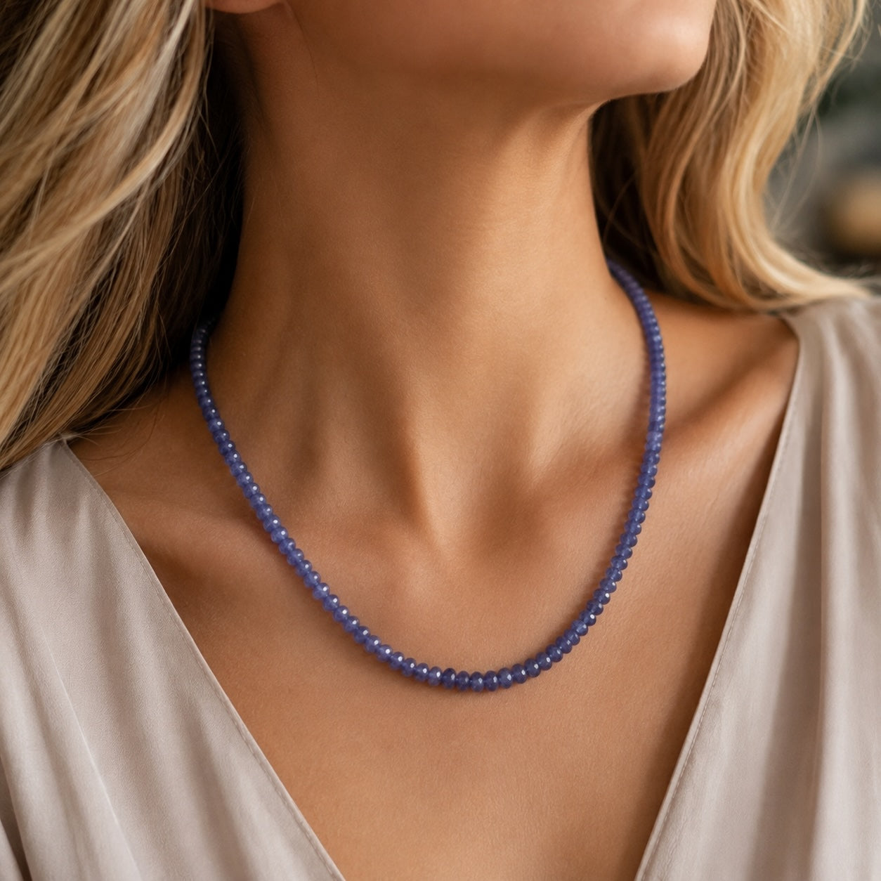 Tansanit Edelsteinkette – facettiert