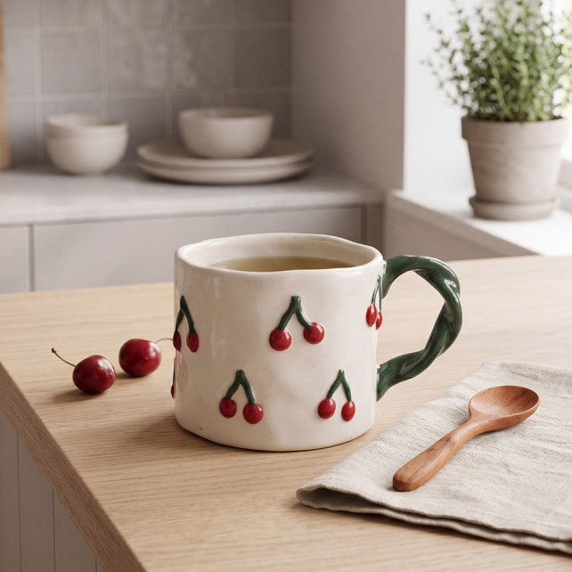 Keramiktasse mit Kirschen 200 ml