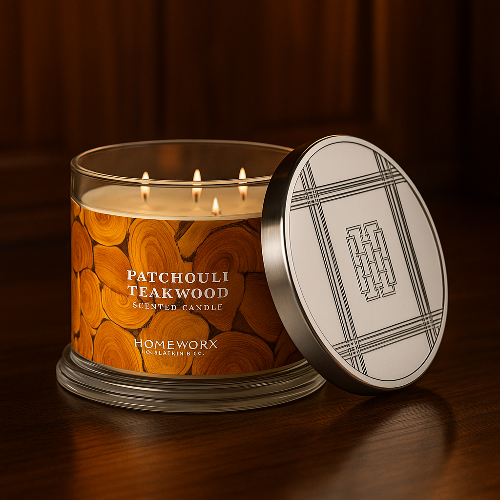 Patchouli Teakwood – 4-Docht Duftkerze | Patschuli, Teakholz & Bourbon-Eiche | 510 g