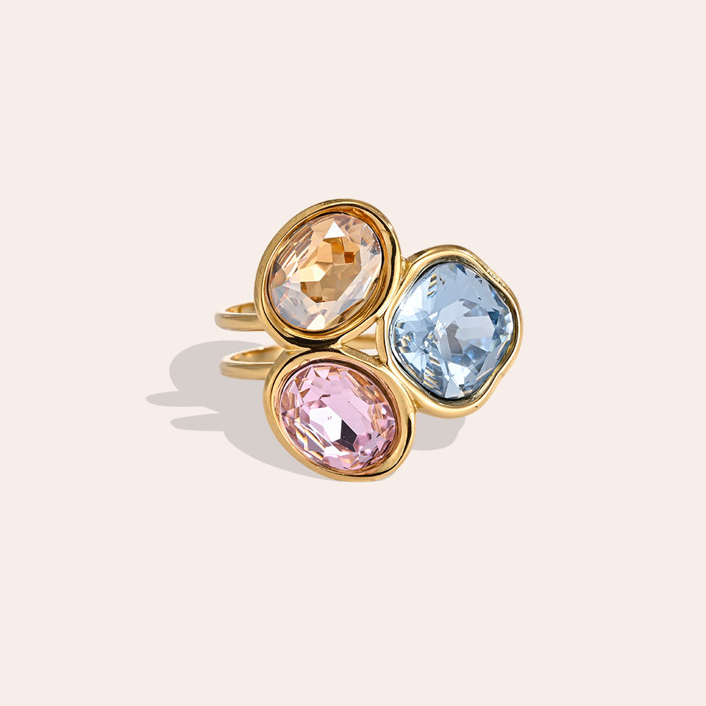 Trinty Crystal Ring – Eleganter Edelstahlring verstellbar