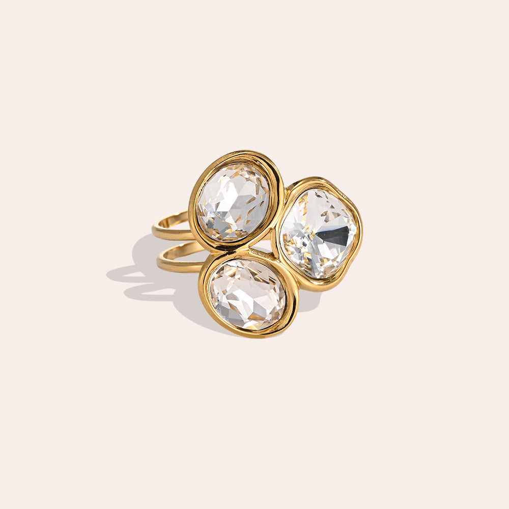 Trinty Crystal Ring – Eleganter Edelstahlring verstellbar