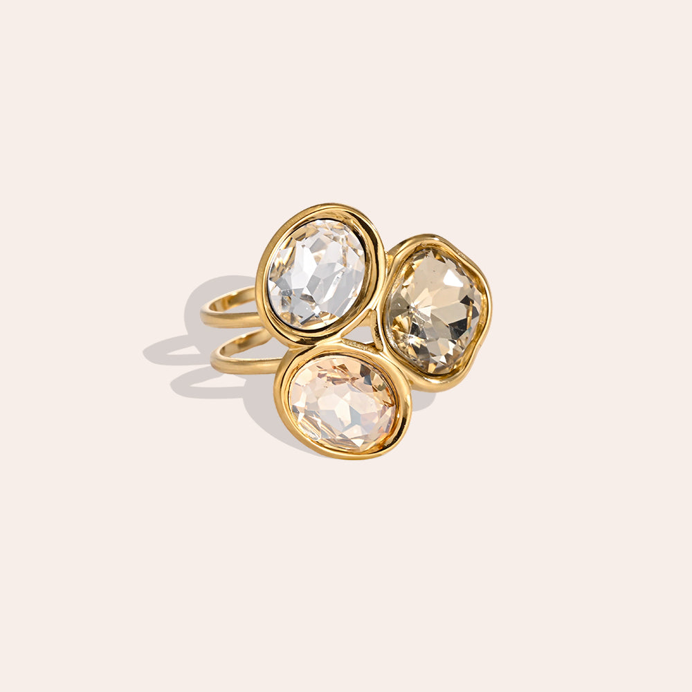 Trinty Crystal Ring – Eleganter Edelstahlring verstellbar