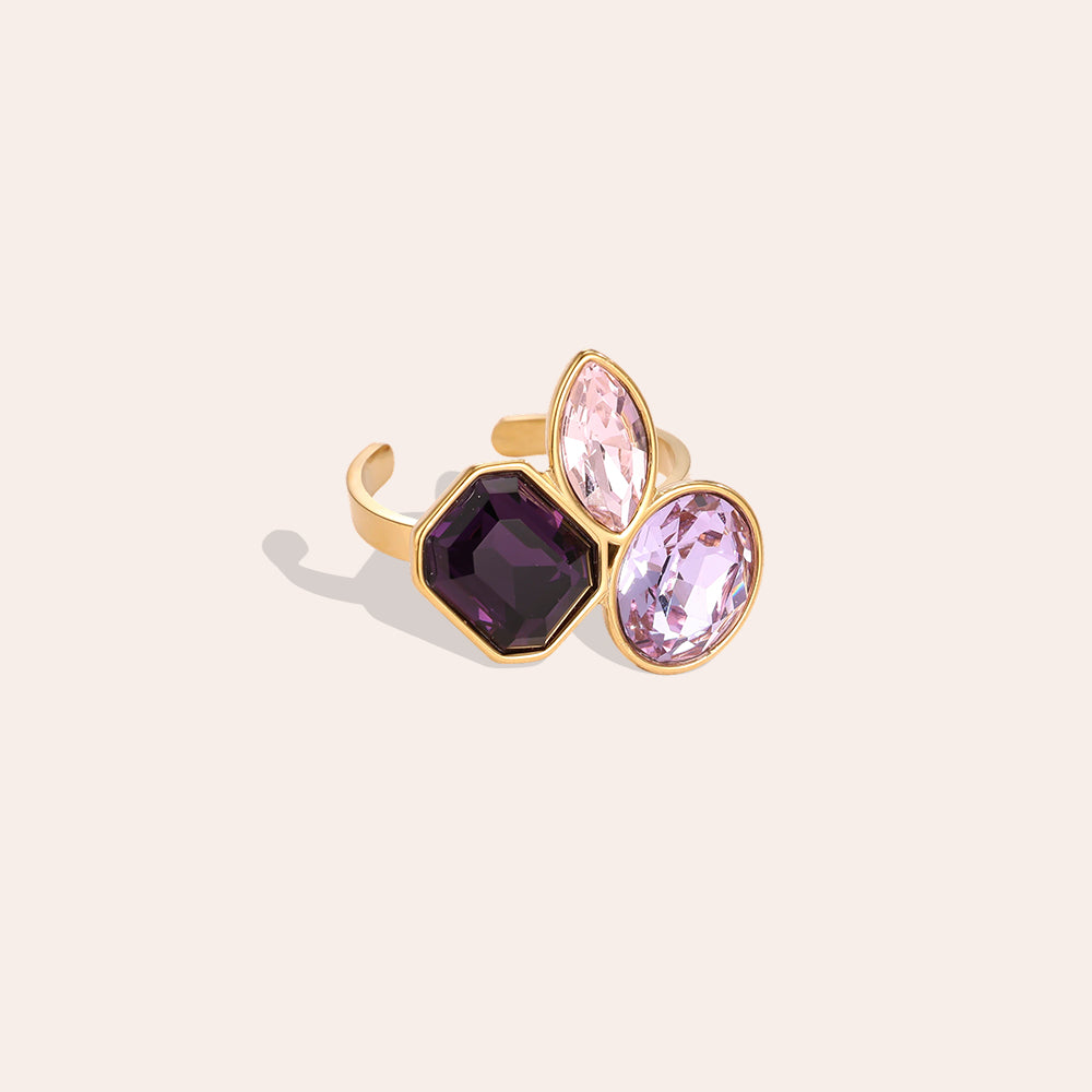 Trinity Violet Edelstahl Ring verstellbar