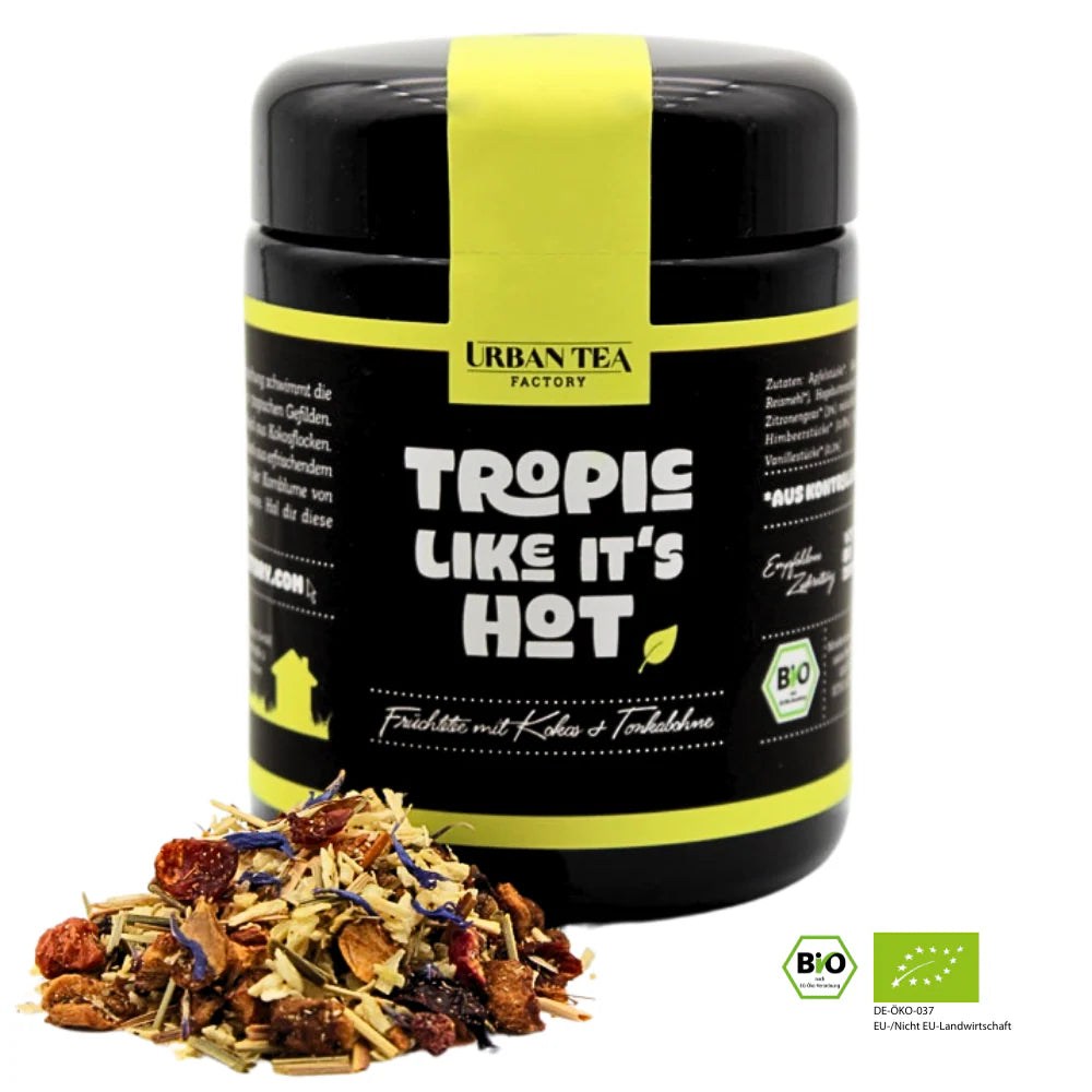 Tropic Like It’s Hot – Bio-Früchteteemischung mit Himbeere & Tonka – 65g Dose