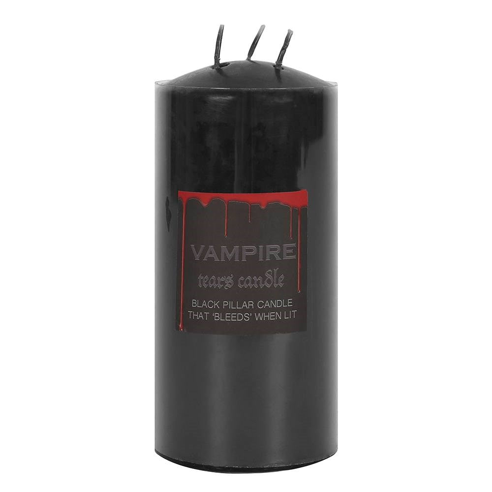 Stumpenkerze „Vampir-Tränen“ Gothic-Kerze mit rotem Wachseffekt