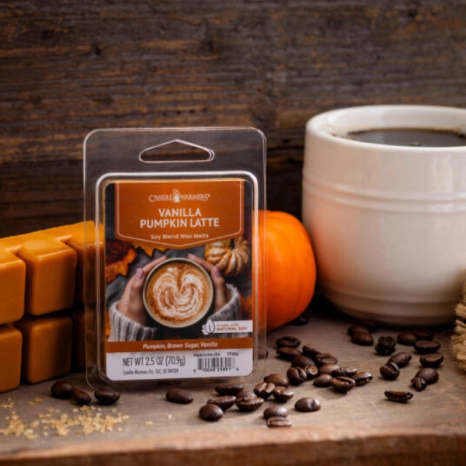 Wachsmelt – Vanilla Pumpkin Latte | Handgegossen aus 100% Sojawachs, Cremiger Kürbis-Vanille-Duft