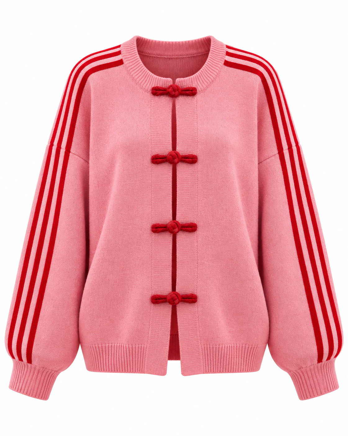 Varsity Stripes Cardigan – Oversize Strickjacke mit Knebelverschluss