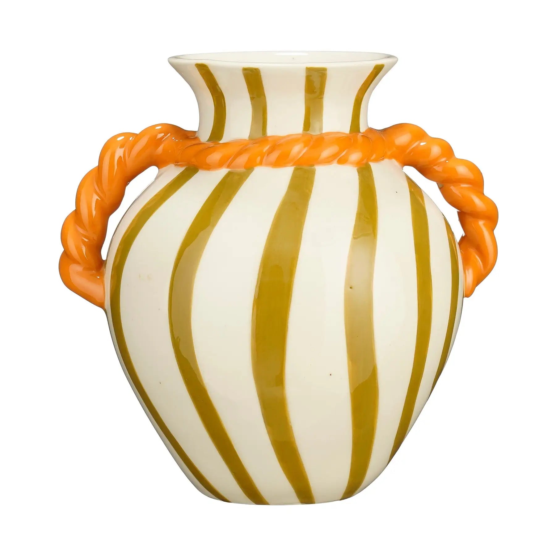Keramik Krug Vase – Ocker, Orange & Creme