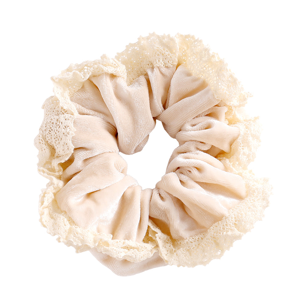 Velvet Lace Scrunchie - Cream