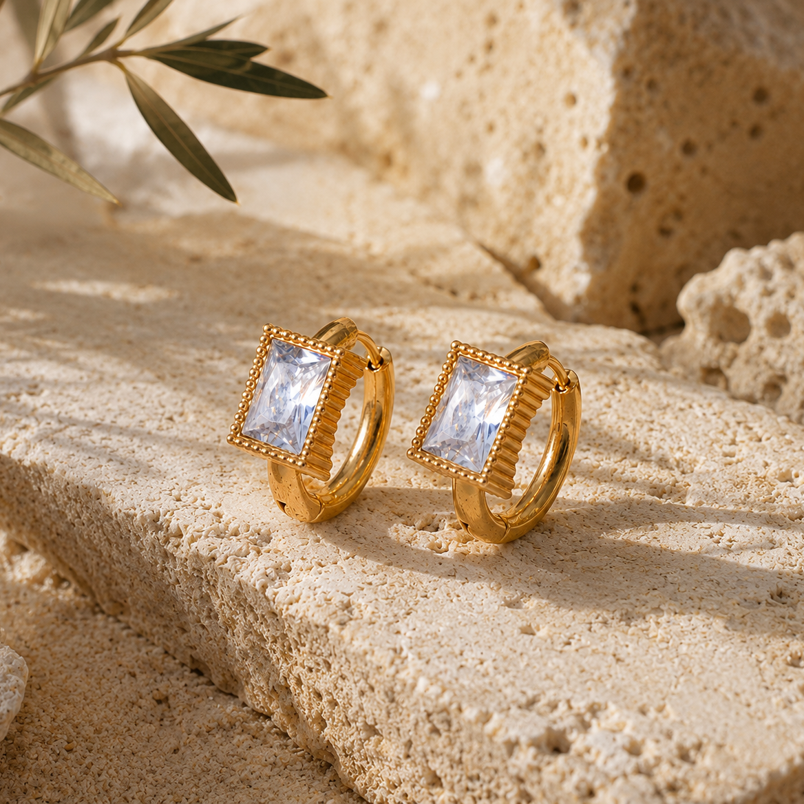 Vintage Diamond Hoops - Crystal Clear