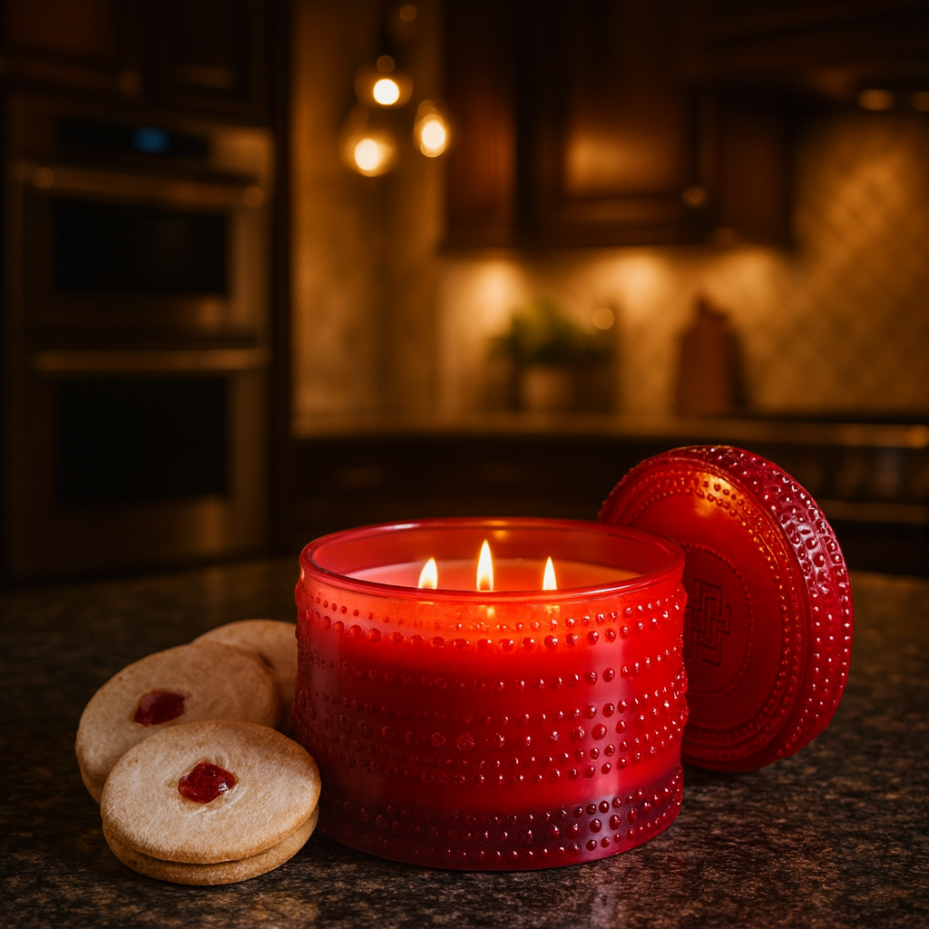 Raspberry Linzer Cookie – 4-Docht Duftkerze (Special Edition) | Himbeer-Mandel-Keksduft | 510 g