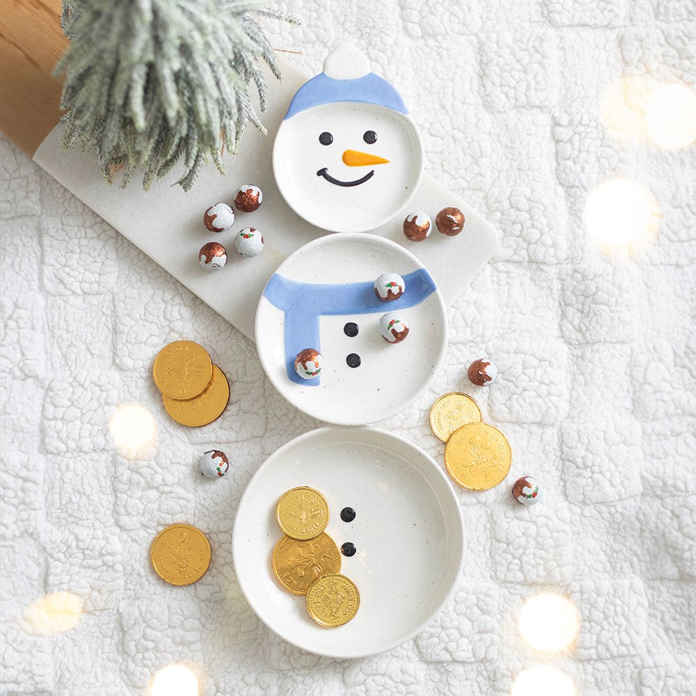 3er-Set stapelbare Schalen mit Winter-Schneemann-Motiv