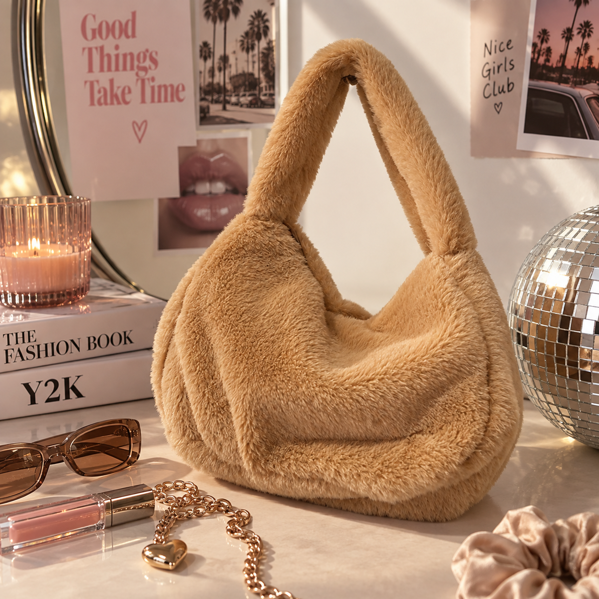 Kuscheltasche Y2K – Braun