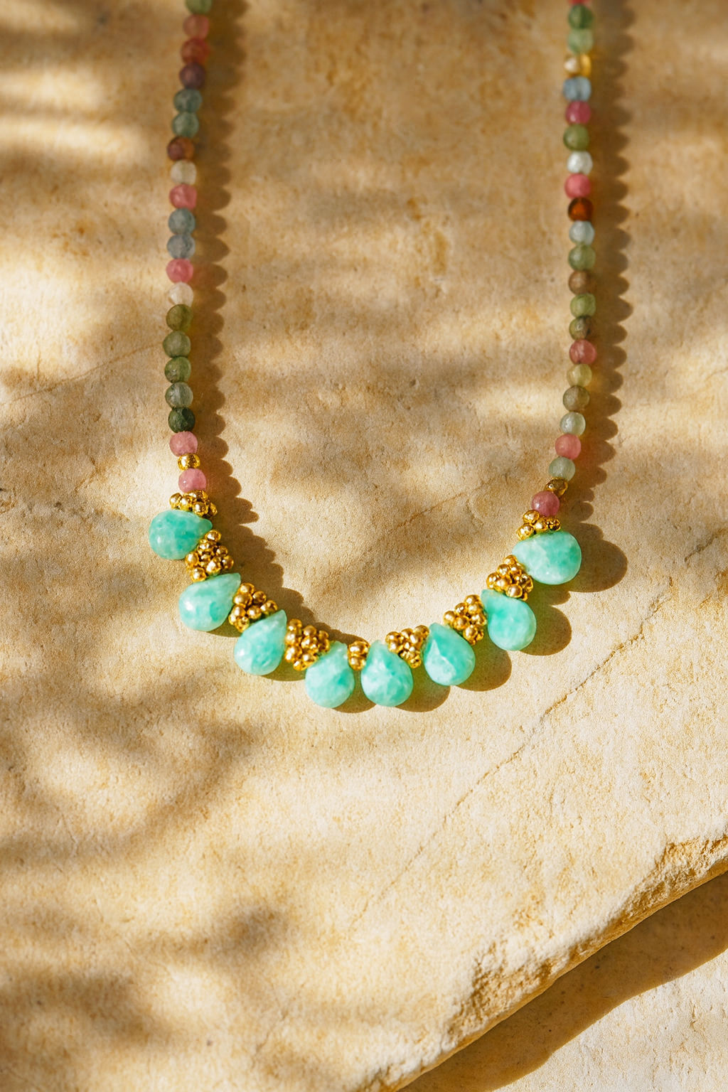 Yue Kette – Bunter Turmalin & Amazonit