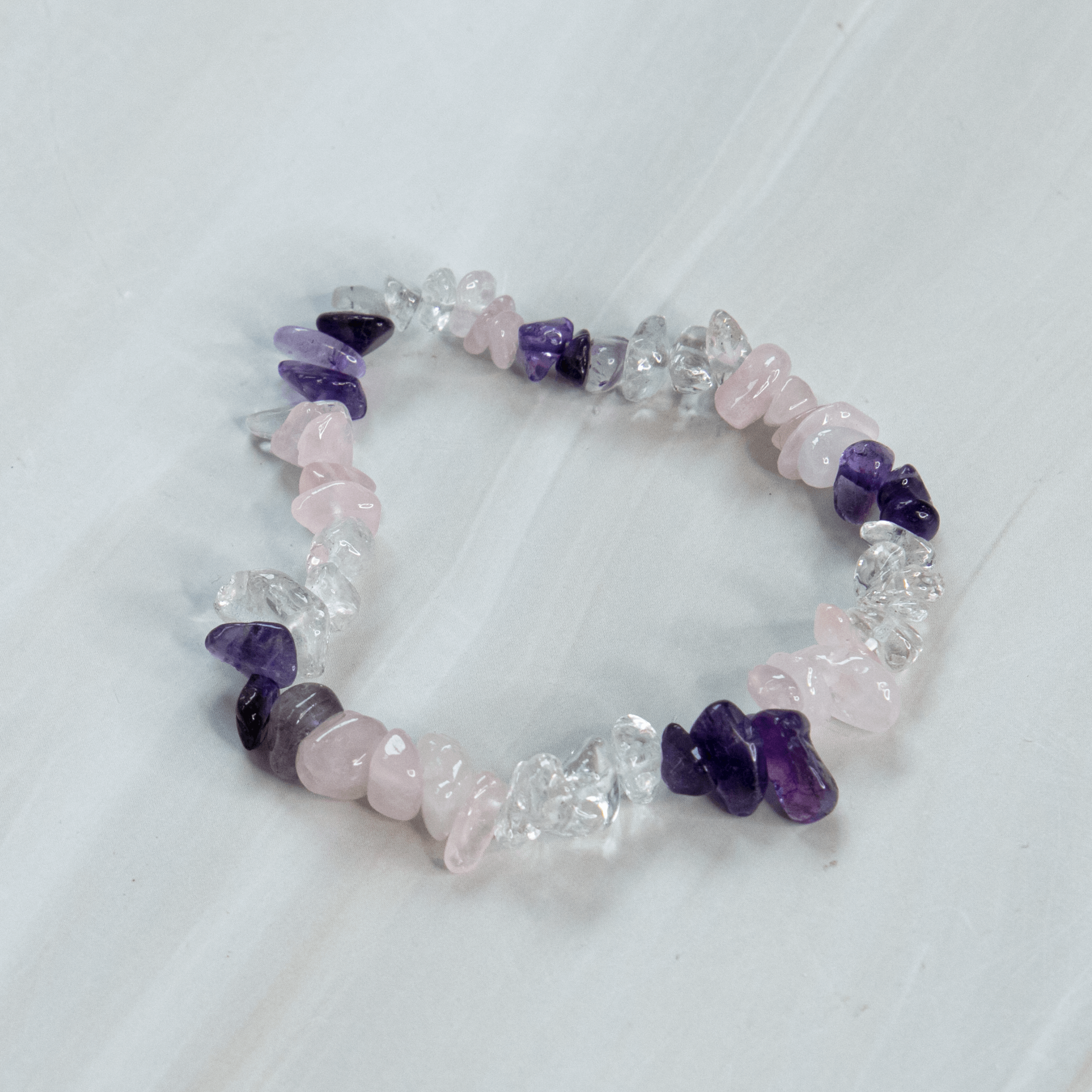 Amethyst Bergkristall Rosenquarz Heilsteinarmband Kristallschmuck Schmuck Edelstein Wirkung Aura Intuition Spiritualität Selbstliebe Schutz Klarheit