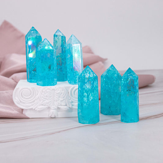 blaue Aqua Aura Crackle Spitze Turm Obelisk türkis Flash Regenbogen 