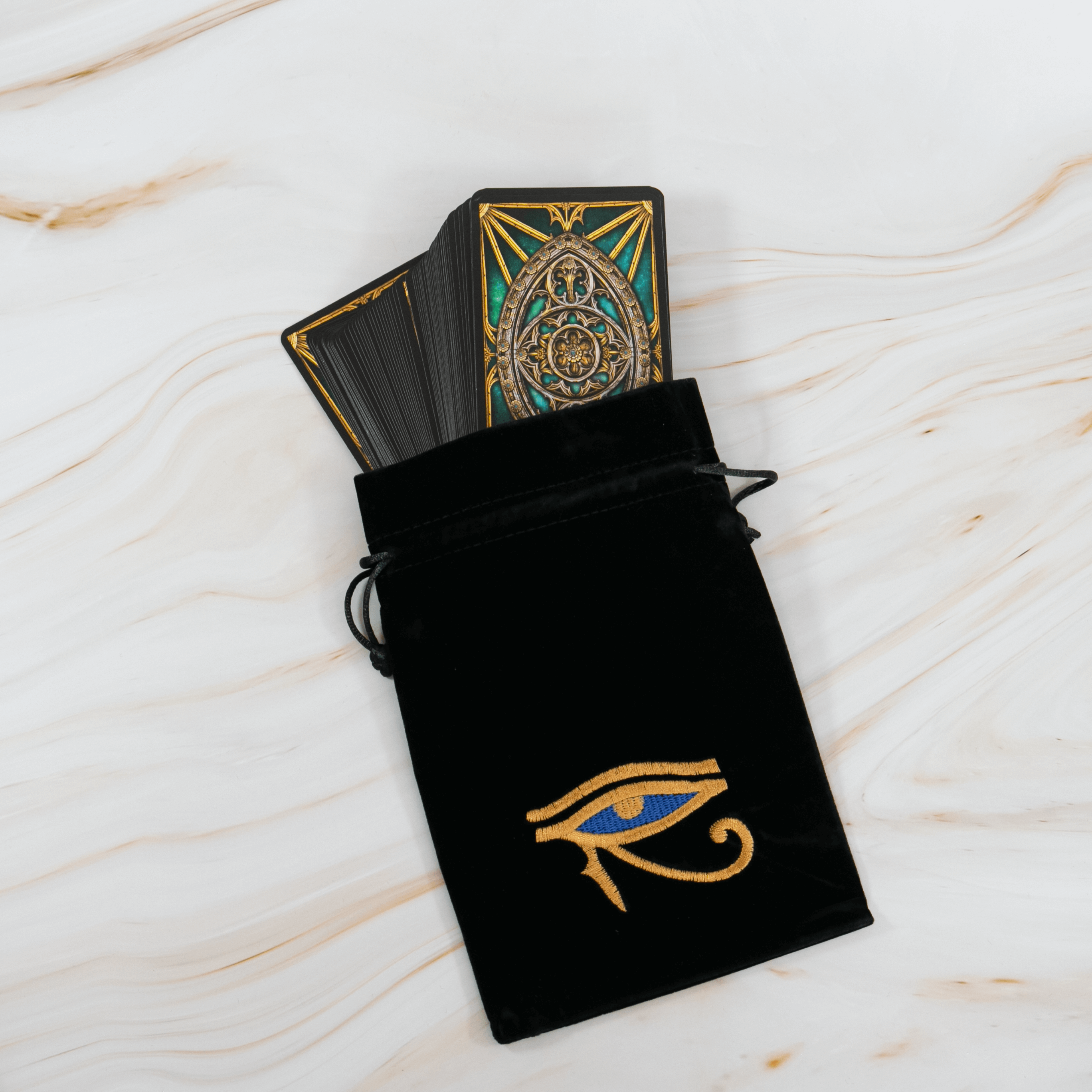 Horusauge Tasche tarot Karten Auge des Horus Ägypten Symbol  Samttasche Beutel Aufbewahrung Kristalle Edelstein Heilstein Onlineshop Annurah Deutschland