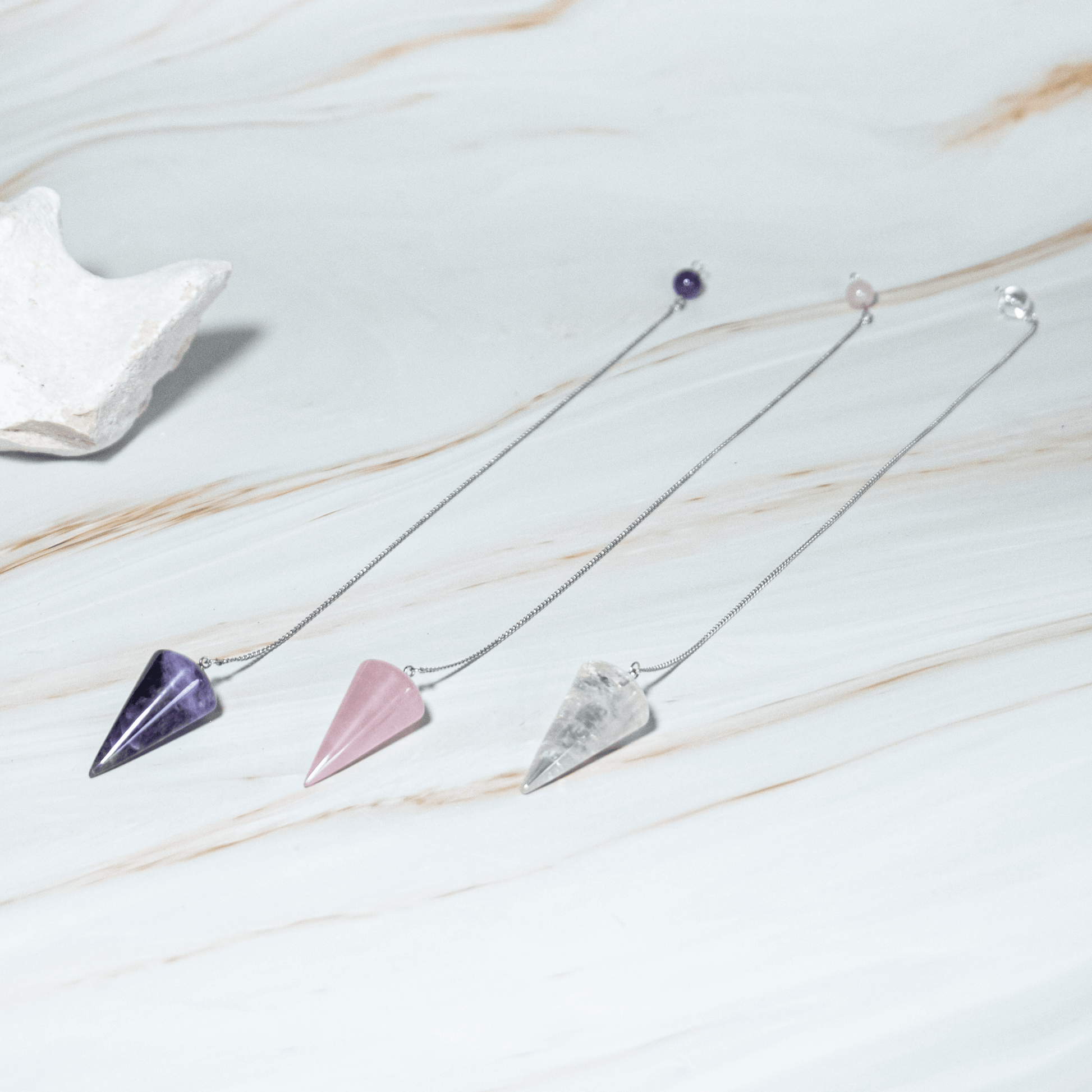 Edelstein Pendel Rosenquarz Bergkristall Amethyst 