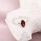 Granat Edelstein Oval drittes Auge Ring Kristall Heilstein Schutzstein bordeaux rot lila 925 Silber Ringgröße 60 Einzelstück facettiert Spitze Doppelender