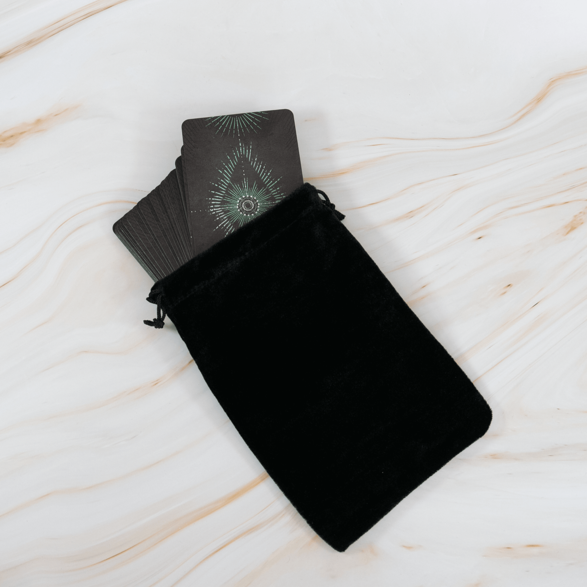 Samttasche Schwarz Tasche Aufbewahrung Tarot Karten Kristall Edelstein Heilstein Deutscher Onlineshop Annurah 