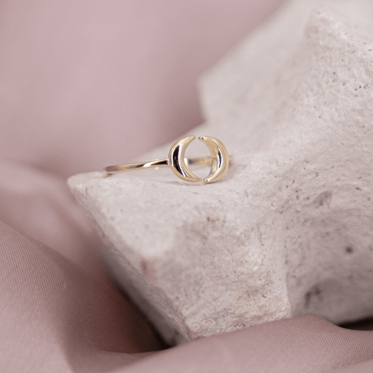 Double Moon Ring vergoldet gold Mond verstellbar Sternzeichen Sonne Mond Spiritualität Esoterik Halbmond Hexe