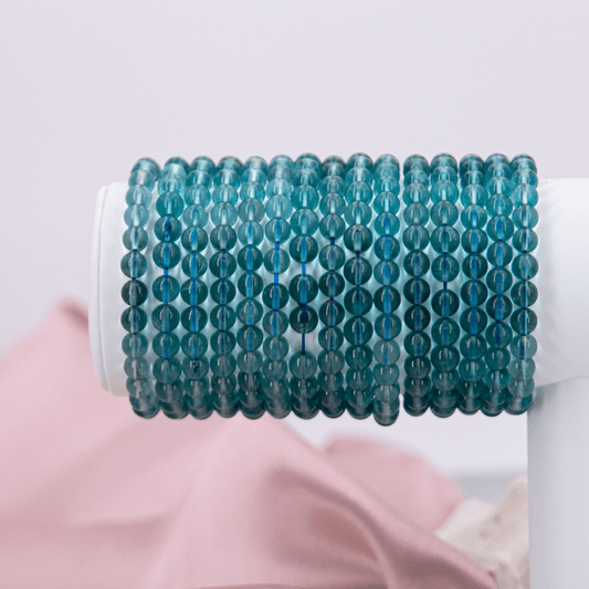 Blaues Fluorit Armband Edelstein Kristall 6mm Schmuck Heilstein Kreativität Konzentration