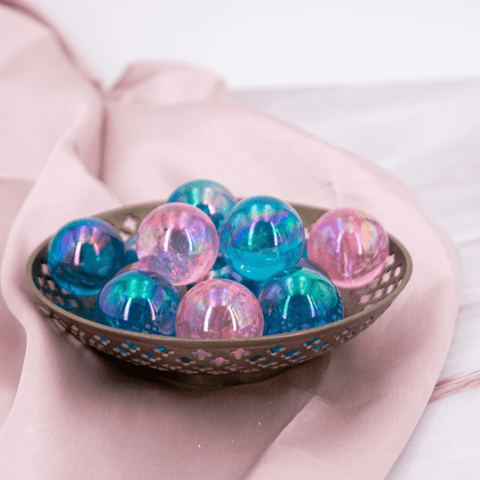 Angel Aura Aqua Kugel blau rosa Flash Glitzer funkelnde Kugel Kristall Edelstein Heilstein