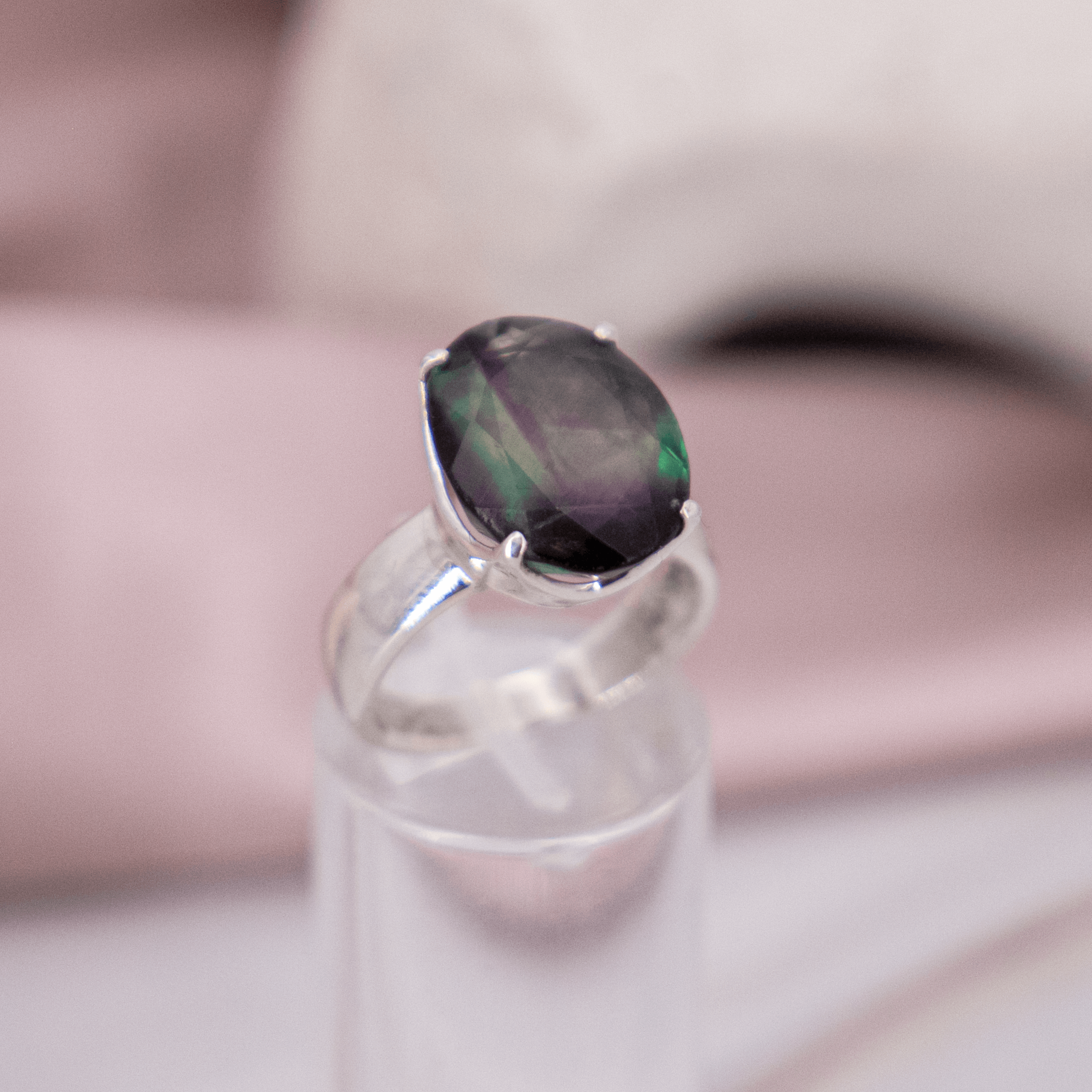 Fluorit Ring facettiert lila grün pink Silber 925 Statement high quality Kristallschmuck Heilsteine Edelsteine Annurah